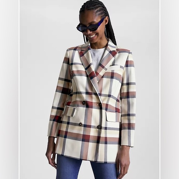 TOMMY HILFIGER - BOYFRIEND FIT DOUBLE-BREASTED BLAZER - SIZE 2 — used once - Picture 1 of 4